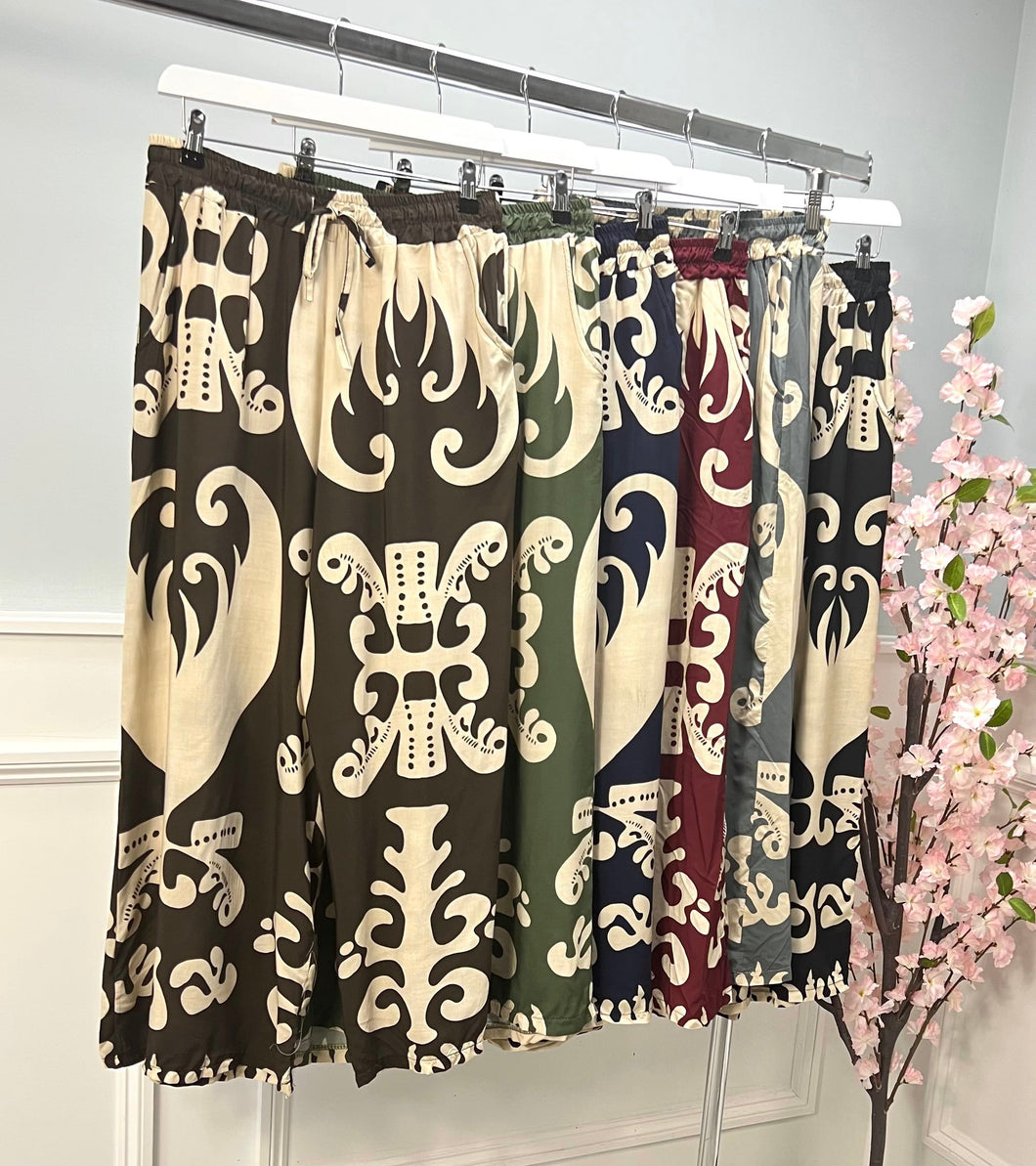 Printed wide leg trouser