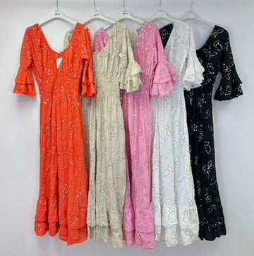 Sequin embroidered maxi dress