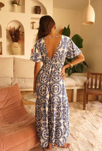 Load image into Gallery viewer, InApril 1986 white blue maxi dress
