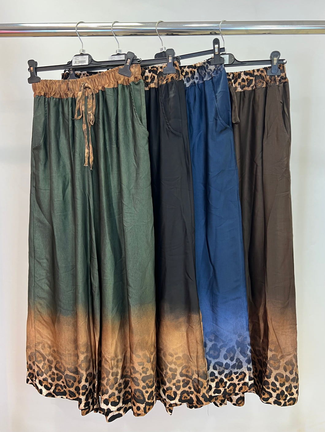 Leopard dip silk blend trouser