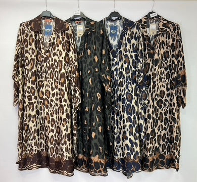 Silk blend leopard print dress