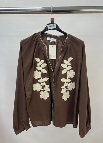 Embroidered flower shirt
