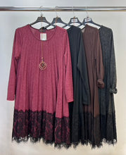 Load image into Gallery viewer, Soft knit pleated lace dress
