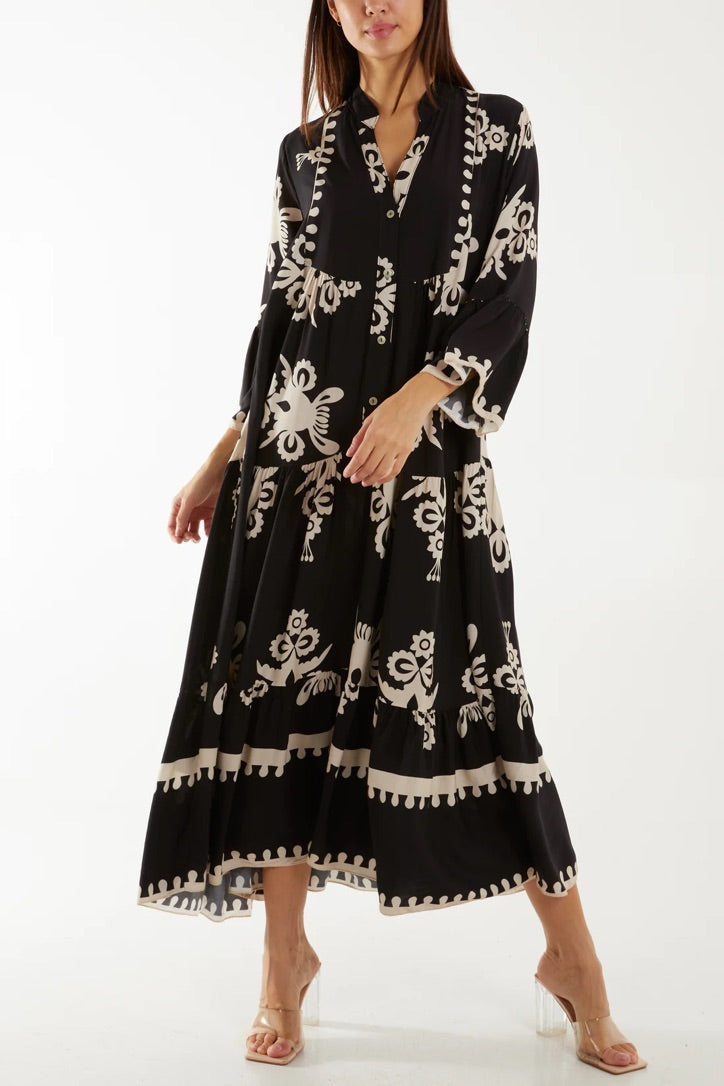 Printed tiered dress