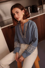 Load image into Gallery viewer, InApril 1986 denim embroidered blouse
