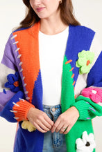 Load image into Gallery viewer, Colour block flower cardigan
