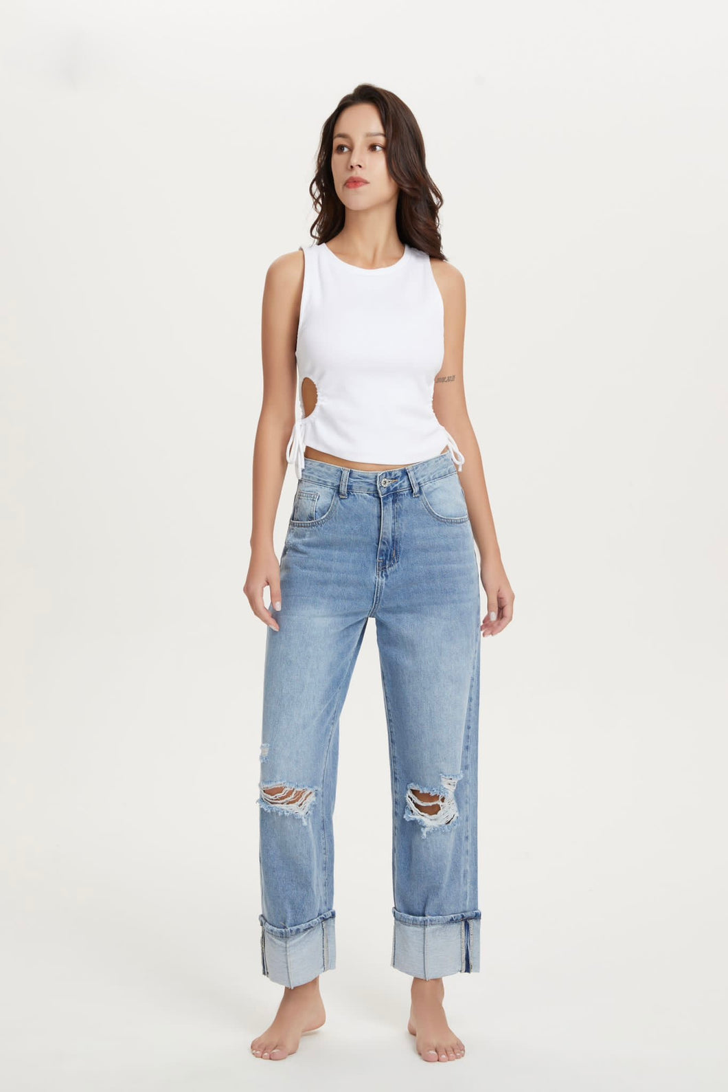 Melly straight leg jeans with rips