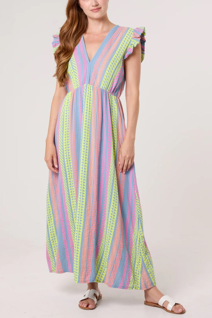 Aztec cheesecloth cotton dress