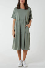 Load image into Gallery viewer, Plain cotton tiered smock dress
