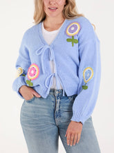 Load image into Gallery viewer, Embroidered flower tie cardigan
