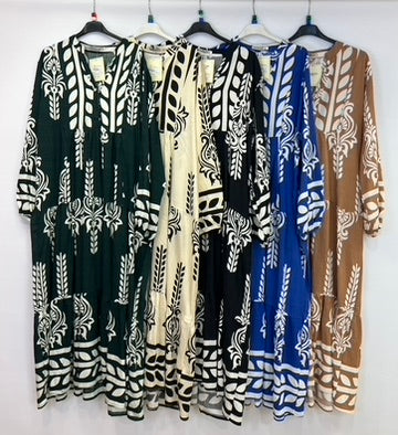 Ikat print oversized dress