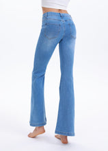 Load image into Gallery viewer, Melly button detail flare jeans
