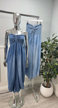 Load image into Gallery viewer, Denim shirred jumpsuit
