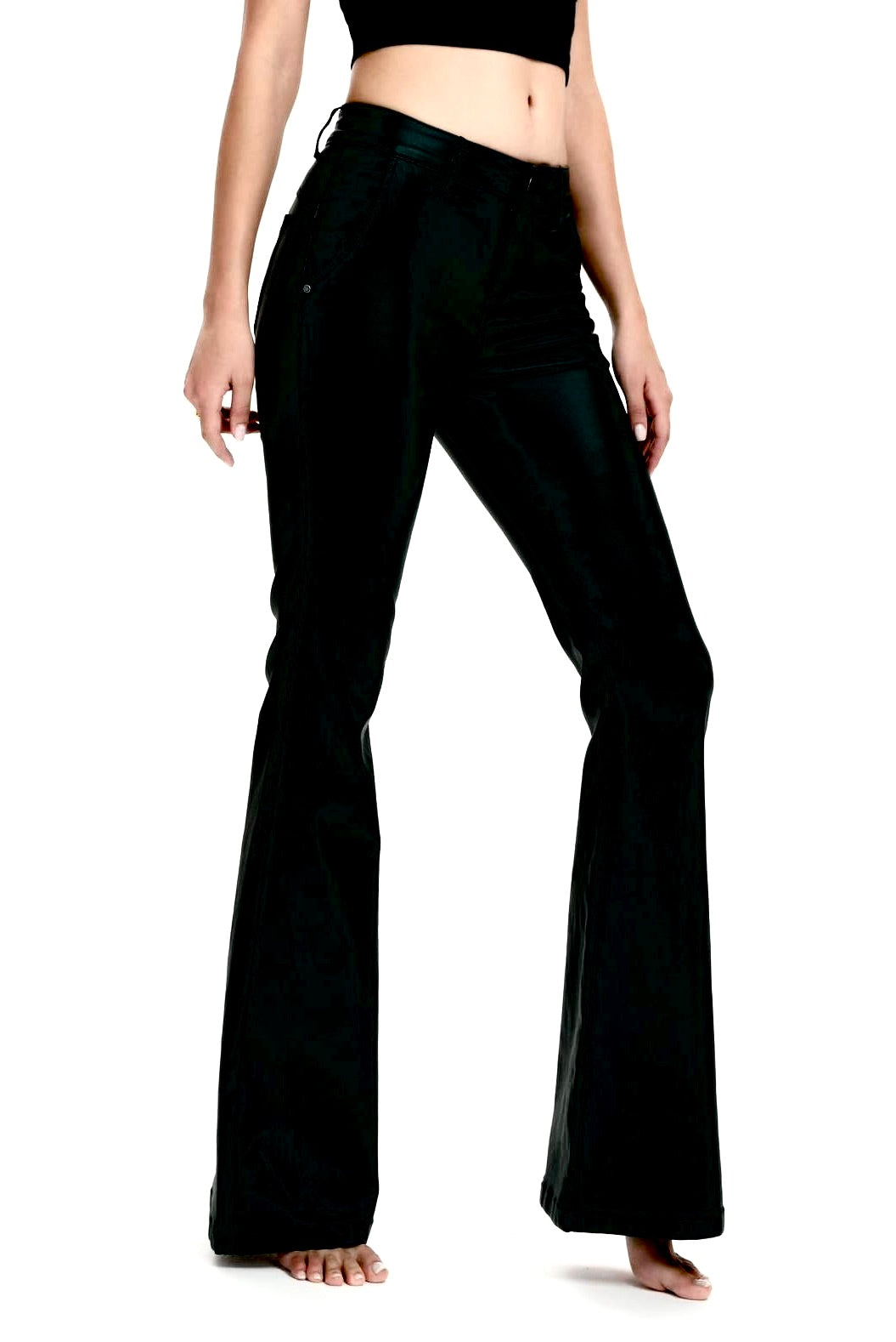 Melly faux leather flared jean