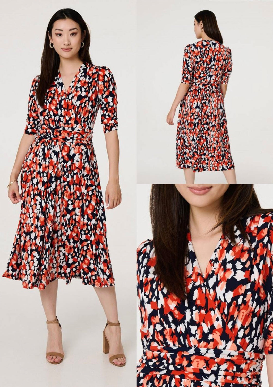 Stella Morgan navy orange dress