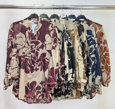 Flower print cotton top