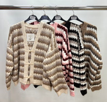 Load image into Gallery viewer, Tie detail zig zag cardigan
