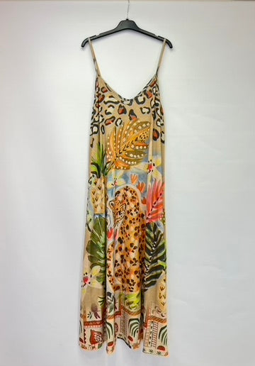 Leopard leaf lurex dress