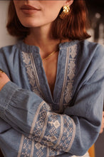 Load image into Gallery viewer, InApril 1986 denim embroidered blouse
