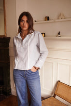 Load image into Gallery viewer, InApril 1986 cotton pinstripe embroidered shirt
