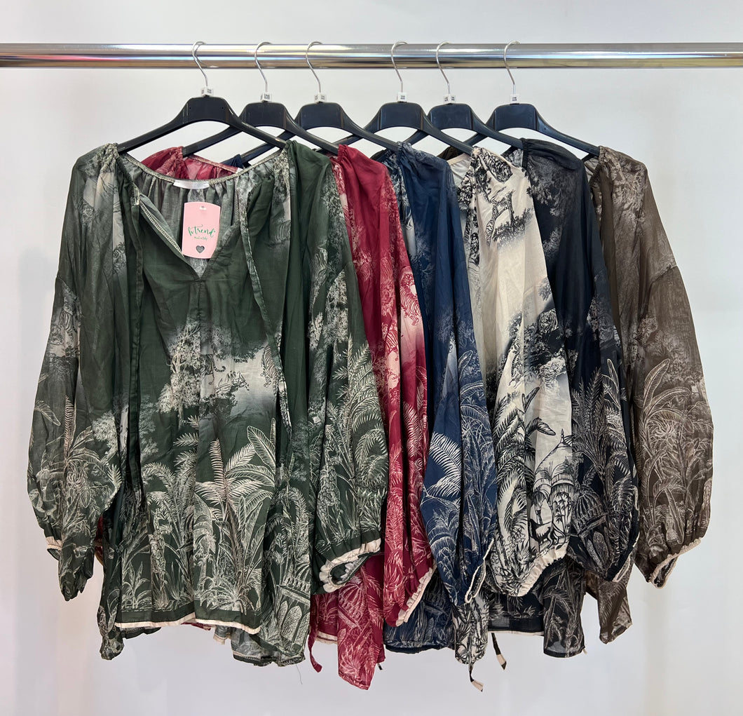 Jungle print tie top
