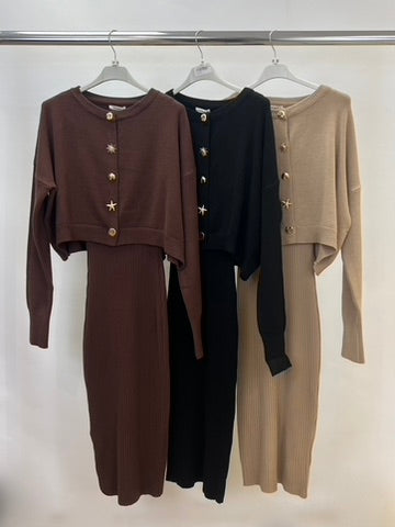Gold button two piece dress