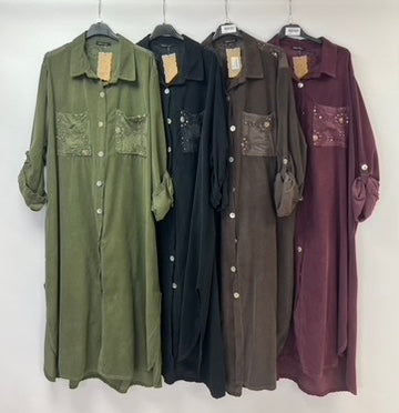 Corduroy shirt dress
