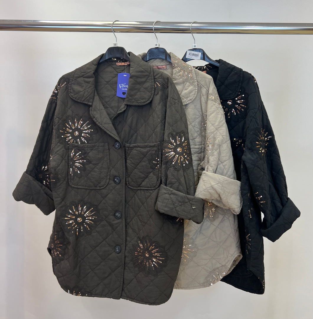 Embroidered quilted jacket