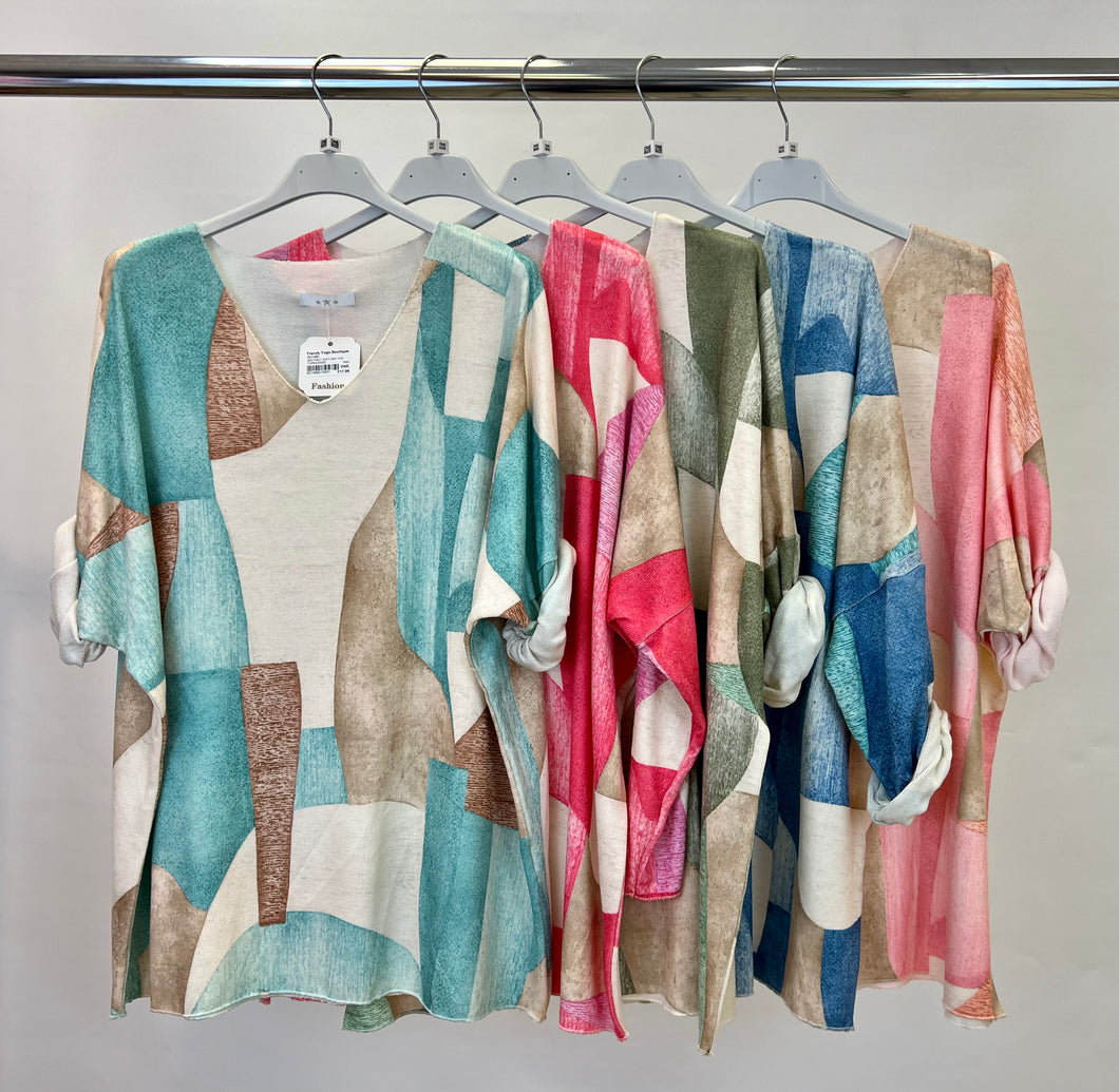 Abstract soft knit top