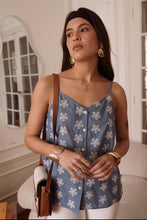 Load image into Gallery viewer, InApril 1986 denim embroidered strap top
