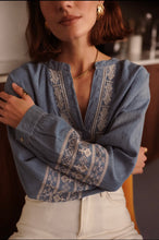 Load image into Gallery viewer, InApril 1986 denim embroidered blouse

