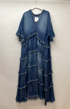 Load image into Gallery viewer, Denim frayed short sleeve dress
