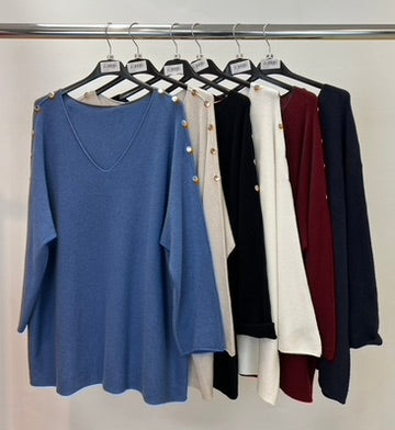 Button detail v-neck jumper