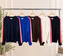 Load image into Gallery viewer, Luzabelle stripe v-neck jumper
