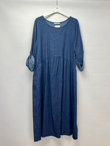 Denim chambray midi dress