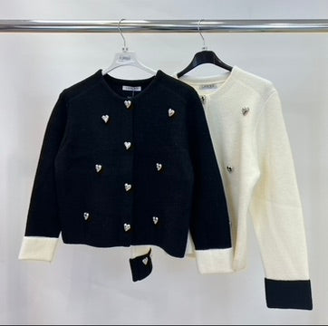 Premium heart button cardigan