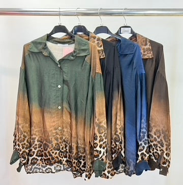 Leopard silk blend shirt