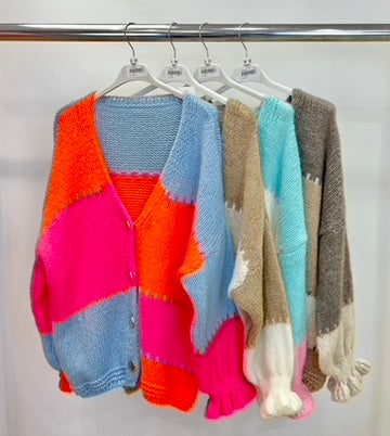 Block knit cardigan