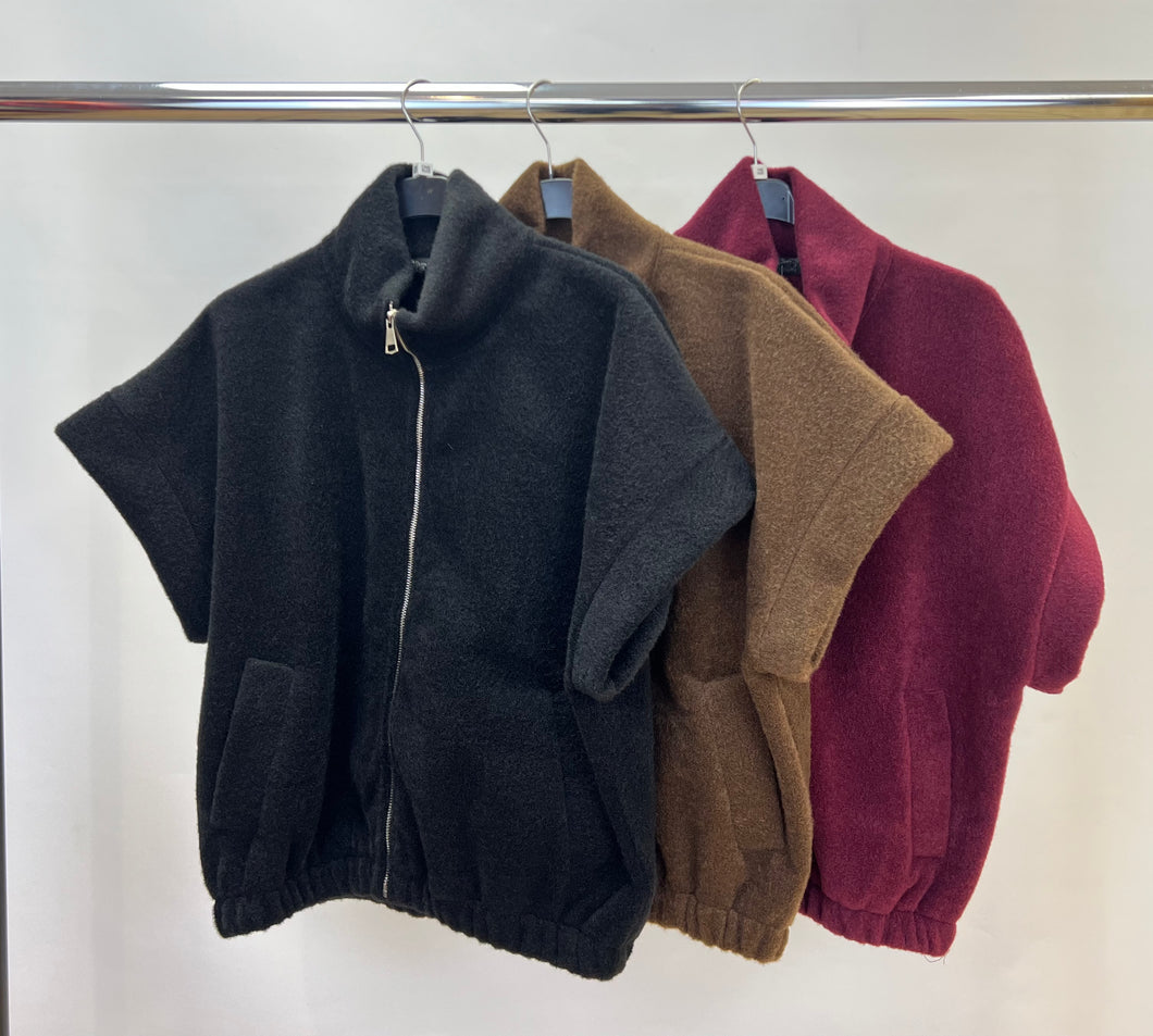 Plain zip boucle jacket