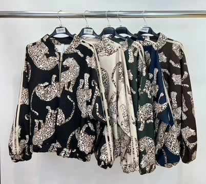 Leopard print bomber jacket