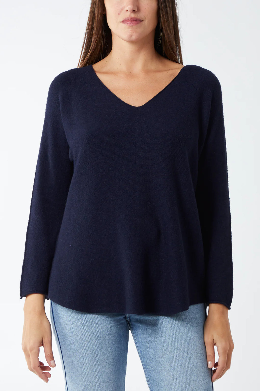 Soft knit plain v-neck jumper