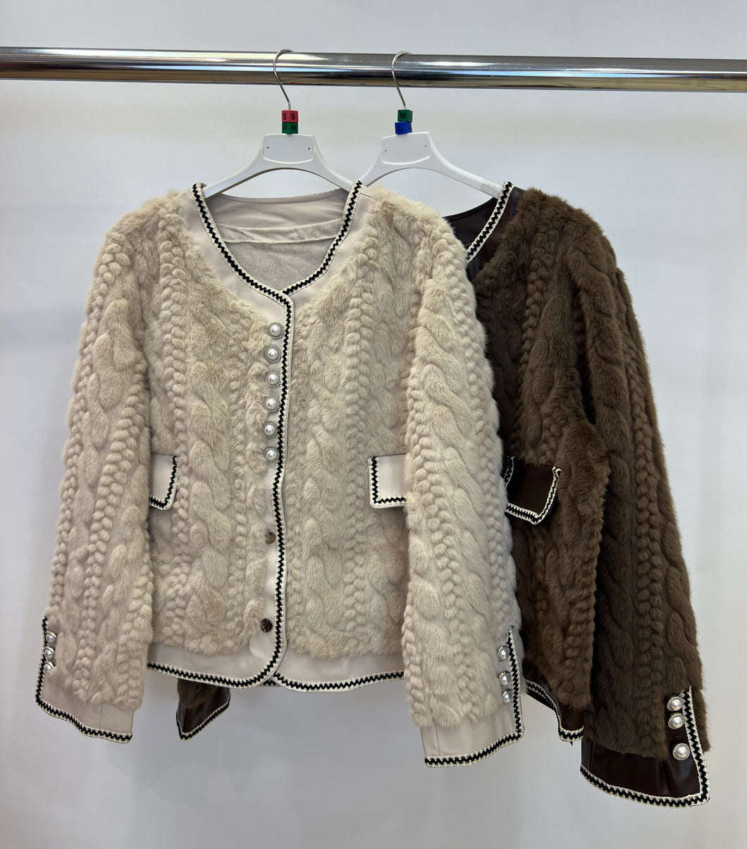 Teddy bear pearl button jacket
