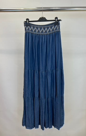 Denim tiered skirt