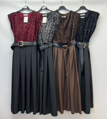 Sequin belted dress
