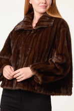 Load image into Gallery viewer, Brown faux fur zip jacket
