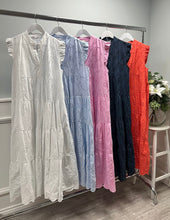 Load image into Gallery viewer, Broderie anglaise tiered cotton dress
