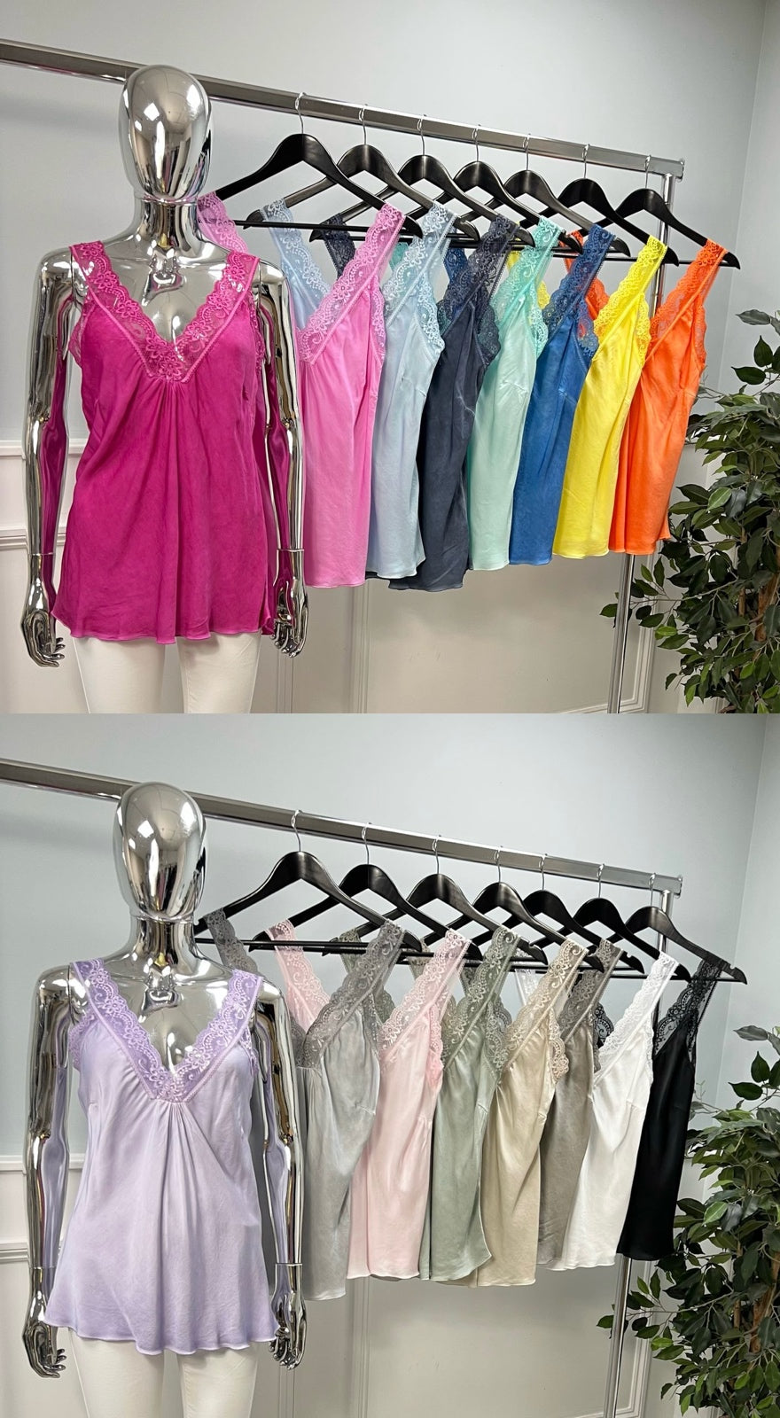 Satin lace vest top