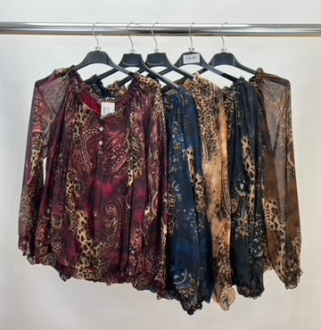 Leopard paisley silk top