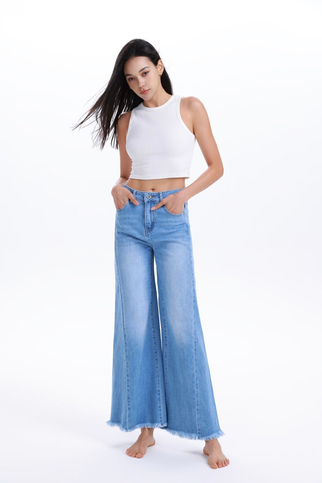 Melly frayed hem flare jeans