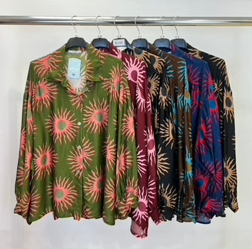 Sun print silk blend shirt